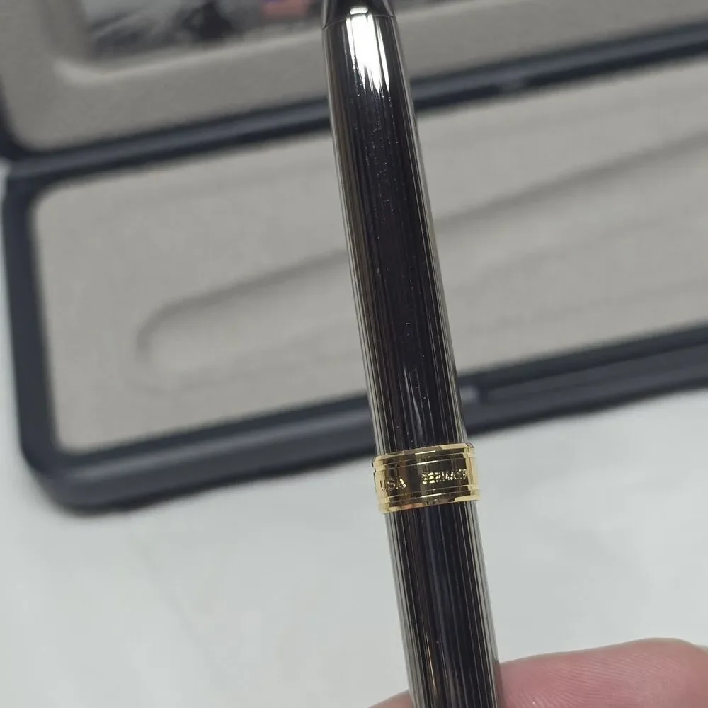 Fisher Original Astronaut Classic Space Pen Gunmetal Gold Tone Rim With Box